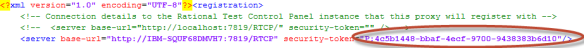 Adding the security token to the proxy registration.xml file