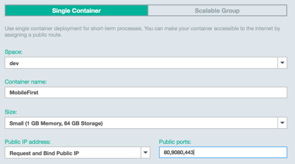 GettingStarted Container creation page